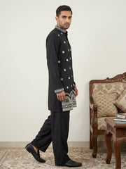 Imported Japanese Embroidered Kurta Set ( 65KP PJ11B 5547Black ) [FF] [A-1-2-3-4]
