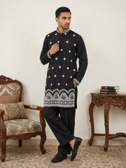 Imported Japanese Embroidered Kurta Set ( 65KP PJ11B 5547Black ) [FF] [A-1-2-3-4]