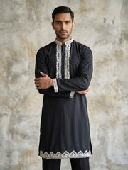 Imported Japanese Fabric Traditional Kurta Set for Men ( 65KP 5548Black ) [FF] [B-1-2]