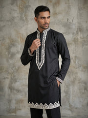 Imported Japanese Fabric Traditional Kurta Set for Men ( 65KP 5548Black ) [FF] [B-1-2]