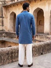 Cotton Blend Floral Embroidered Kurta Set ( 65KP PJ11W 5552Peacock ) [FF] [B-3-4]