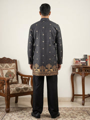 Premium Printed & Thread Work Kurta with Korean Pants ( 65KP PJ11B 5553Black ) [FF] [D-3]