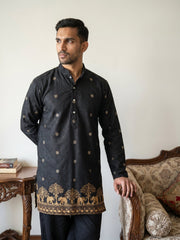 Premium Printed & Thread Work Kurta with Korean Pants ( 65KP PJ11B 5553Black ) [FF] [D-3]