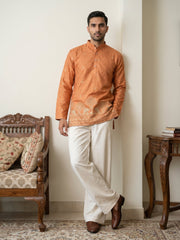 Premium Printed & Thread Work Kurta with Korean Pants ( 65KP PJ11W 5553Orange ) [FF] [D-3]