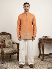 Premium Printed & Thread Work Kurta with Korean Pants ( 65KP PJ11W 5553Orange ) [FF] [D-3]