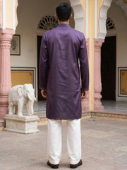 Men's Cotton Blend Embroidered Kurta with Korean Pants ( 65KP PJ11W 5555Purple ) [FF] [A-1-2-3-4]
