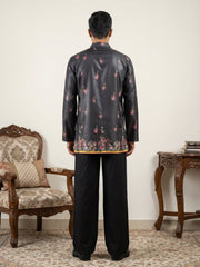 Men's Floral Printed Kurta with Korean Pants ( 65KP PJ11B 5568Black ) [FF] [C-1]