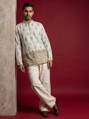 Premium Printed & Thread Work Kurta with Korean Pants ( 65KP PJ11W 5569White ) [FF] [A-8]