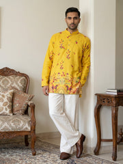 Premium Cotton Blend Printed Ethnic Kurta with Korean Pants ( 65KP PJ11W 5571Yellow ) [FF] [C-1]