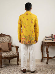 Premium Cotton Blend Printed Ethnic Kurta with Korean Pants ( 65KP PJ11W 5571Yellow ) [FF] [C-1]