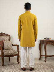 Japanese Fabric Embroidered Ethnic Kurta with Korean Pants ( 65KP PJ11W 5572Mustard ) [FF] [A-8]