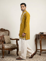 Japanese Fabric Embroidered Ethnic Kurta with Korean Pants ( 65KP PJ11W 5572Mustard ) [FF] [A-8]