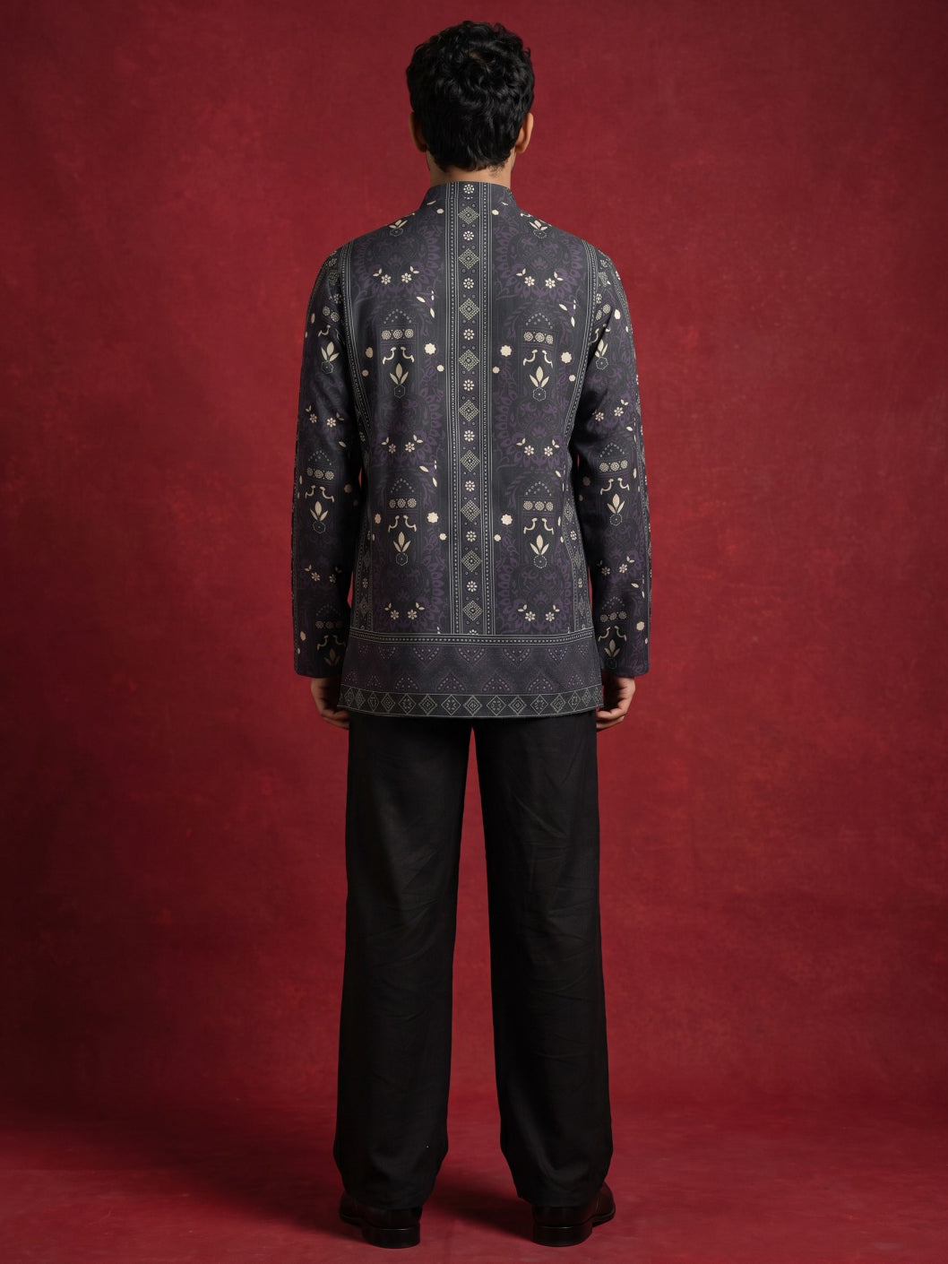 DesiQlo Men Printed Kurta Pyjama Set - Purple - 65KP_PJ11B_5573Purple_