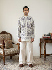 Cotton Blend Ethnic Printed Kurta with Korean Pants ( 65KP PJ11W 5573White ) [FF] [H-6(A-1-2-3-4)]