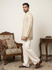 Men's Traditional Printed Kurta with Korean Pants Set ( 65KP PJ11W 5574Beige ) [FF] [G-10]