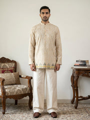 Men's Traditional Printed Kurta with Korean Pants Set ( 65KP PJ11W 5574Beige ) [FF] [G-10]