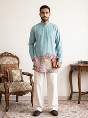 Cotton Floral Printed Kurta with Korean Pants Set ( 65KP PJ11W 5575Sky )