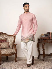 Cotton Blend Ethnic Printed Kurta with Korean Pant Set ( 65KP PJ11W 5577Peach ) [FF] [G-10]