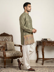 Cotton Blend Printed Kurta with Korean Pant Set ( 65KP PJ11W 5579Olive ) [FF] [G-10]