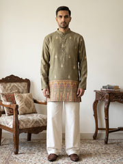 Cotton Blend Printed Kurta with Korean Pant Set ( 65KP PJ11W 5579Olive ) [FF] [G-10]