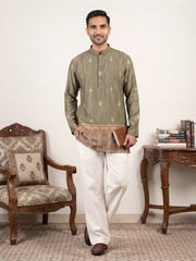 Cotton Blend Printed Kurta with Korean Pant Set ( 65KP PJ11W 5579Olive ) [FF] [G-10]