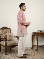 Cotton Blend Printed Kurta with Korean Pant Set ( 65KP PJ11W 5580Peach ) [FF] [G-10]