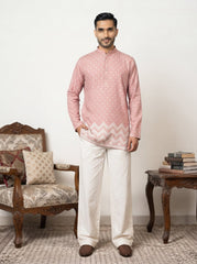 Cotton Blend Printed Kurta with Korean Pant Set ( 65KP PJ11W 5580Peach ) [FF] [G-10]