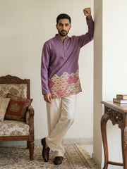 Geometric Printed Kurta with Korean Pant Set ( 65KP PJ11W 5581Purple )