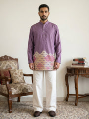 Geometric Printed Kurta with Korean Pant Set ( 65KP PJ11W 5581Purple )