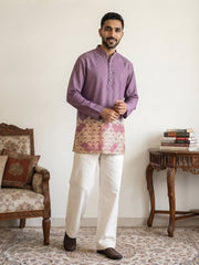 Geometric Printed Kurta with Korean Pant Set ( 65KP PJ11W 5581Purple )