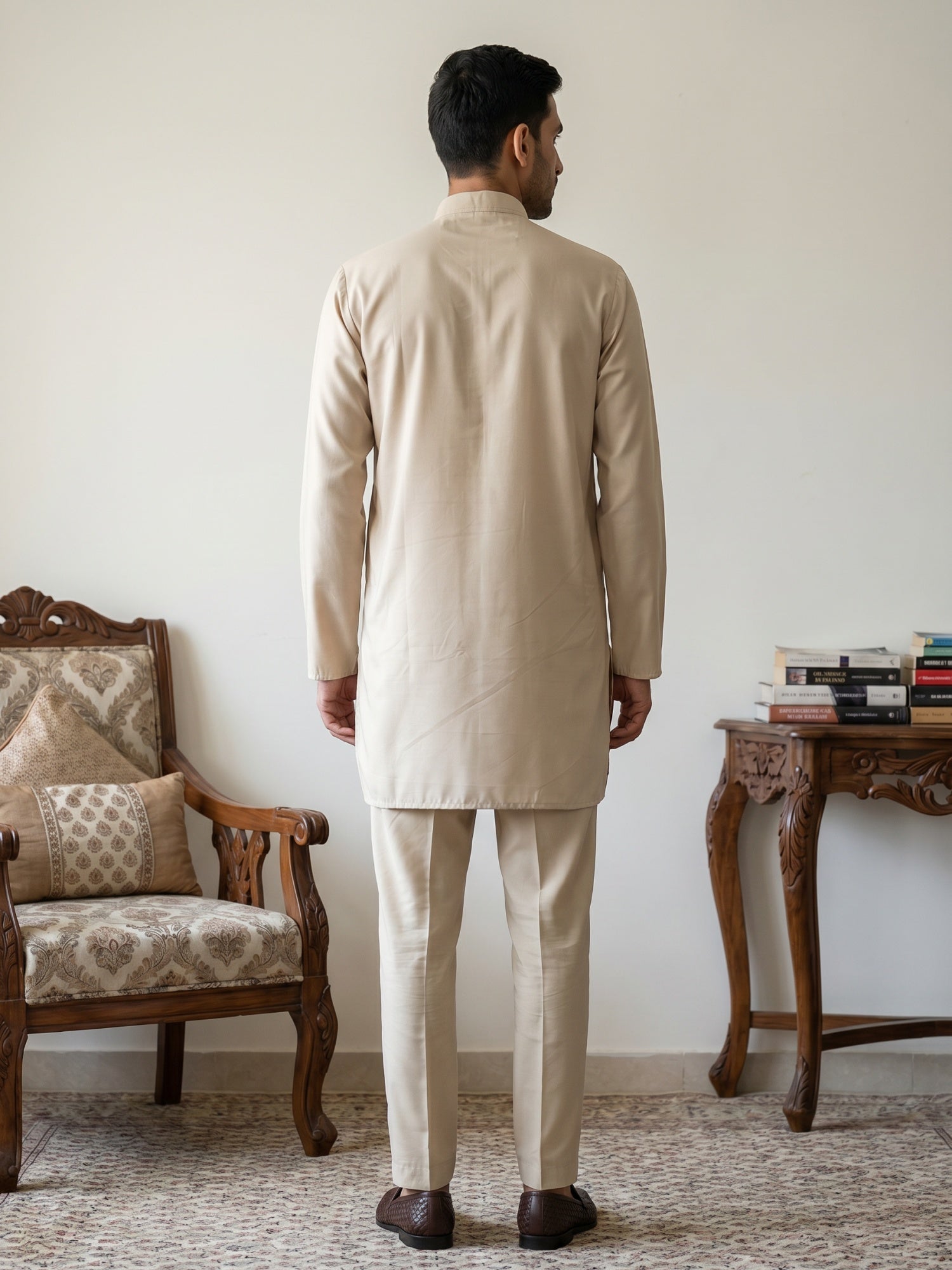 DesiQlo Men Solid Kurta Pyjama Set - Beige