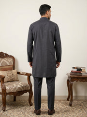 Classic Silk Blend Kurta Pyjama Set for Men ( 65KP 5586Black ) [FF] [WAISTCOAT]