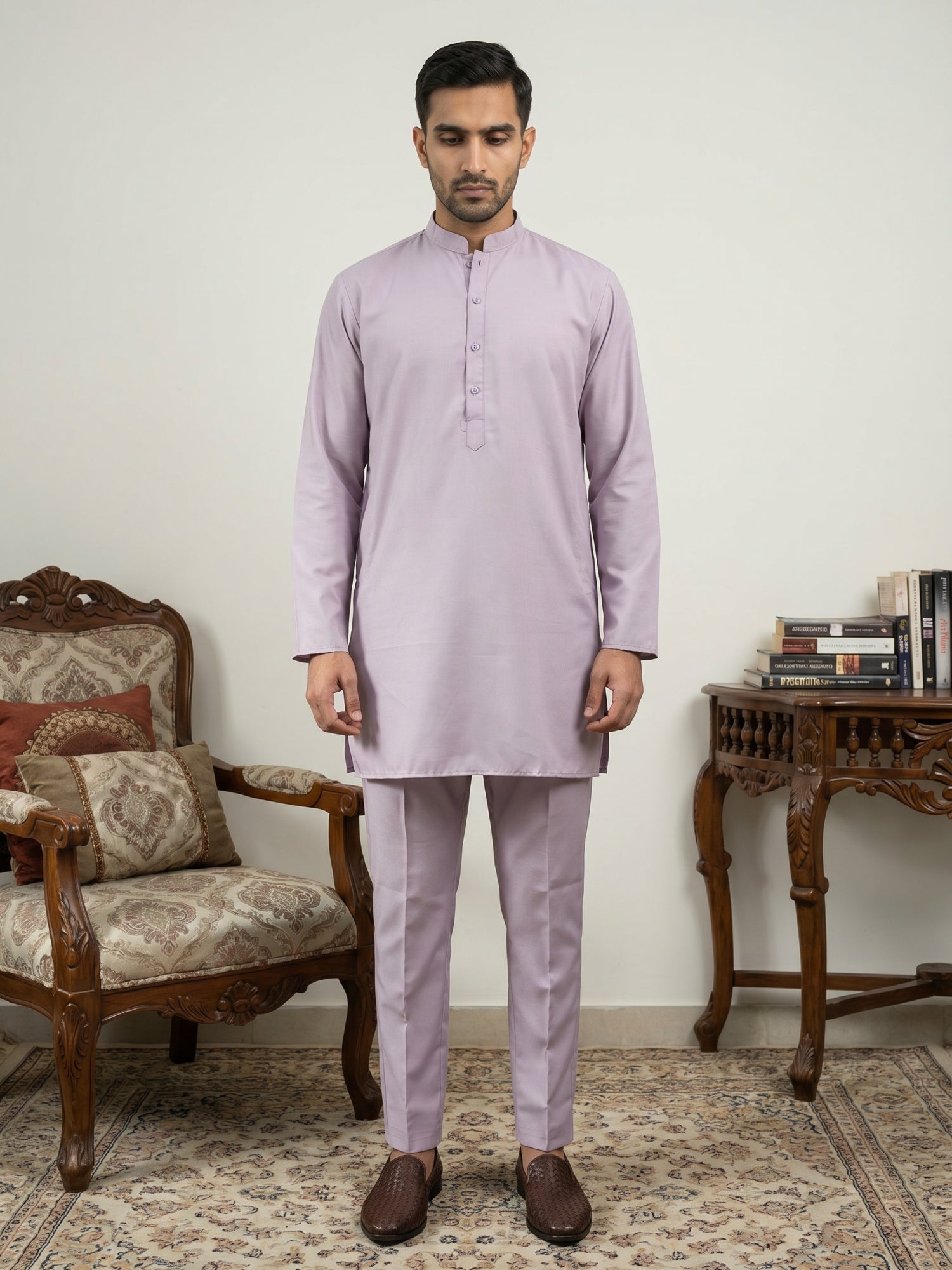 DesiQlo Men Solid Kurta Pyjama Set - Purple