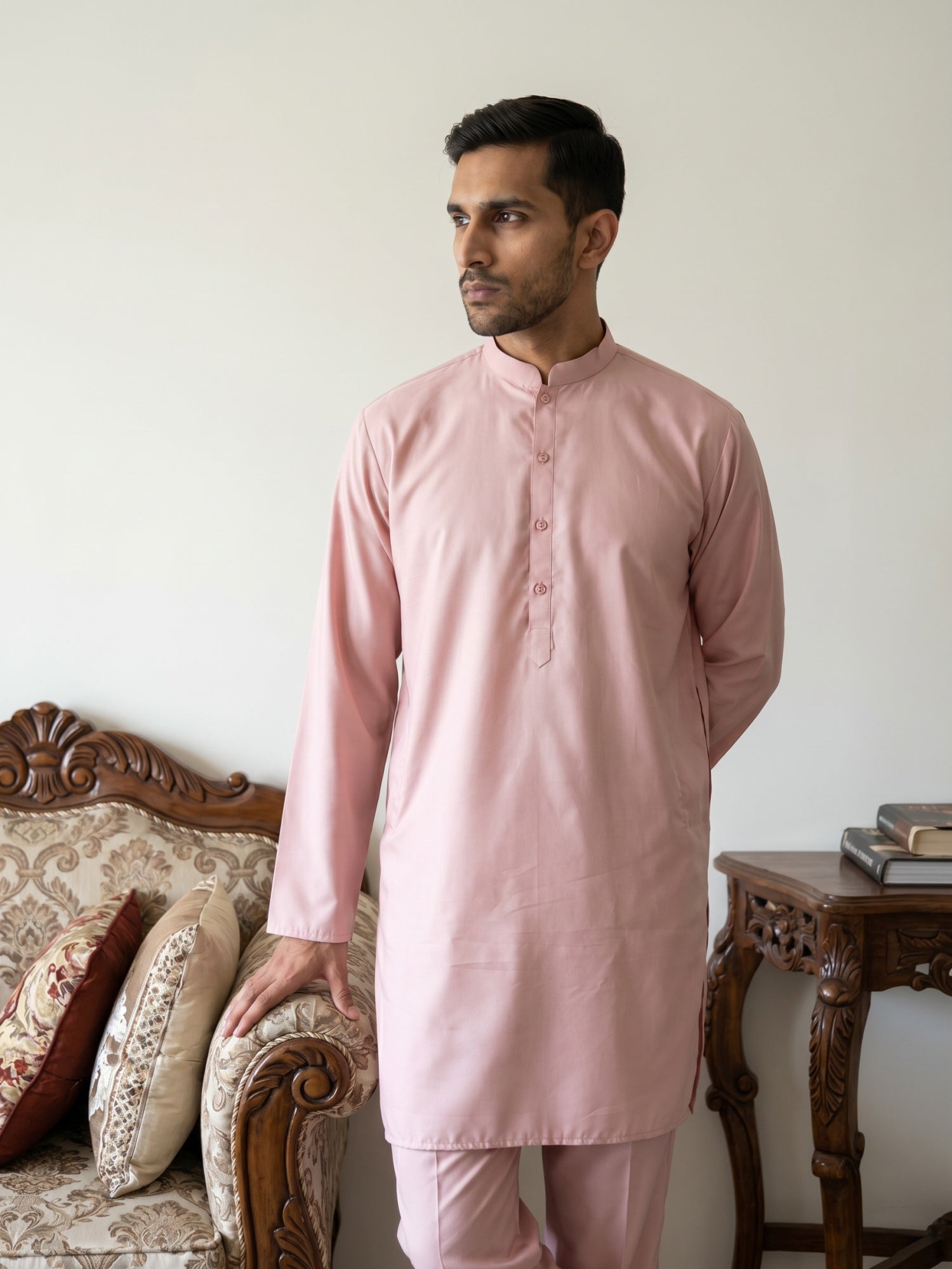 DesiQlo Men Solid Kurta Pyjama Set - Orange