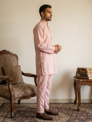 Classic Silk Blend Kurta Pyjama Set for Men ( 65KP 5586Peach ) [FF] [WAISTCOAT]