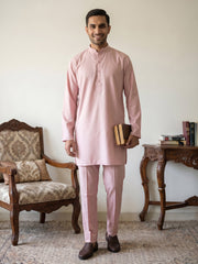 Classic Silk Blend Kurta Pyjama Set for Men ( 65KP 5586Peach ) [FF] [WAISTCOAT]