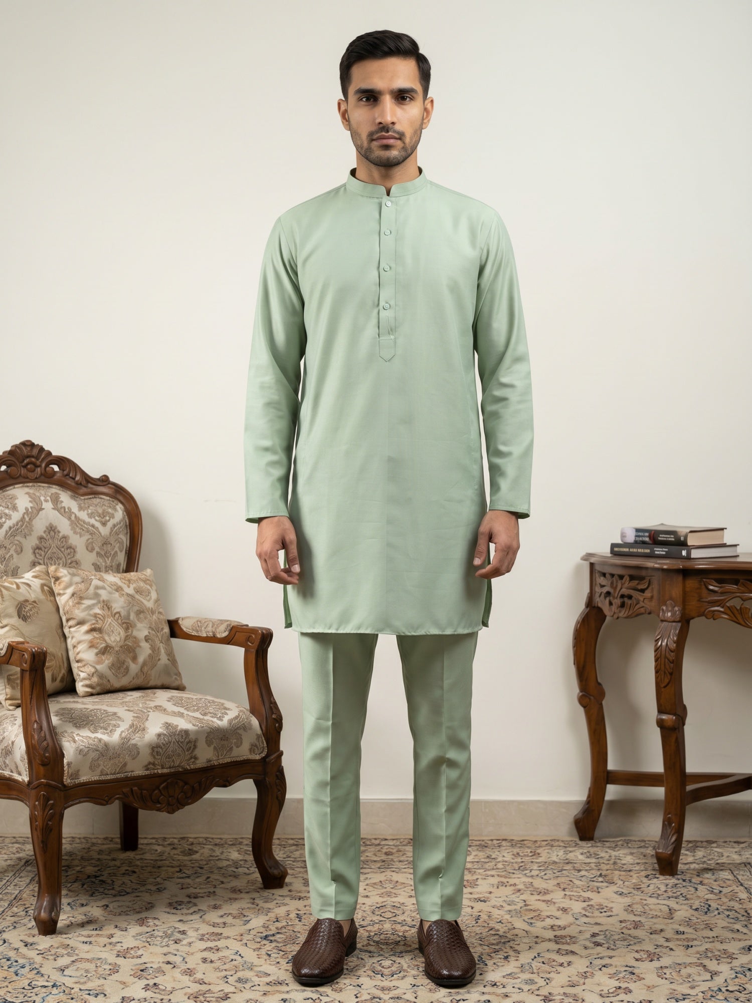 DesiQlo Men Solid Kurta Pyjama Set - Green