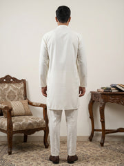 Classic Silk Blend Kurta Pyjama Set for Men ( 65KP 5586White ) [FF] [WAISTCOAT]