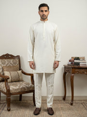 Classic Silk Blend Kurta Pyjama Set for Men ( 65KP 5586White ) [FF] [WAISTCOAT]