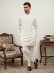 Classic Silk Blend Kurta Pyjama Set for Men ( 65KP 5586White ) [FF] [WAISTCOAT]