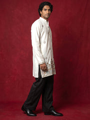 Silk Blend Embroidered Kurta & Korean Pants Set ( 65KP PJ11B 5599Cream ) [FF] [G-4]