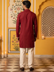 Ethnic Japanese Fabric Embroidered Kurta With Korean Pants ( 65KP PJ11W 5605Maroon )