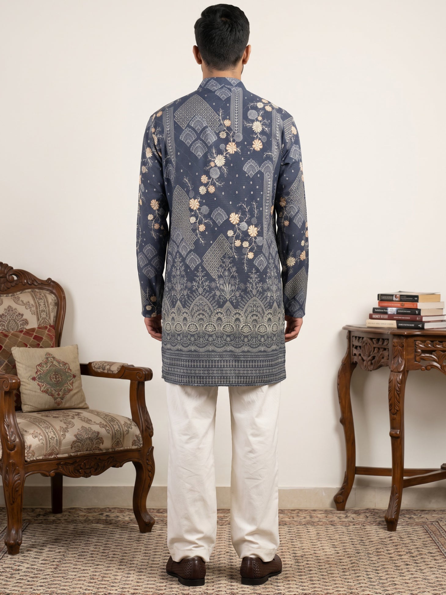 DesiQlo Men Printed Kurta Pyjama Set - Blue