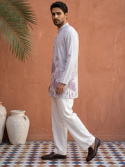 Cotton Blend Floral Printed Kurta With Korean Pants ( 65KP PJ11W 5607Purple )