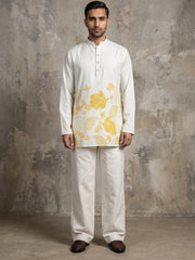 Cotton Blend Floral Printed Kurta With Korean Pants ( 65KP PJ11W 5607Yellow )