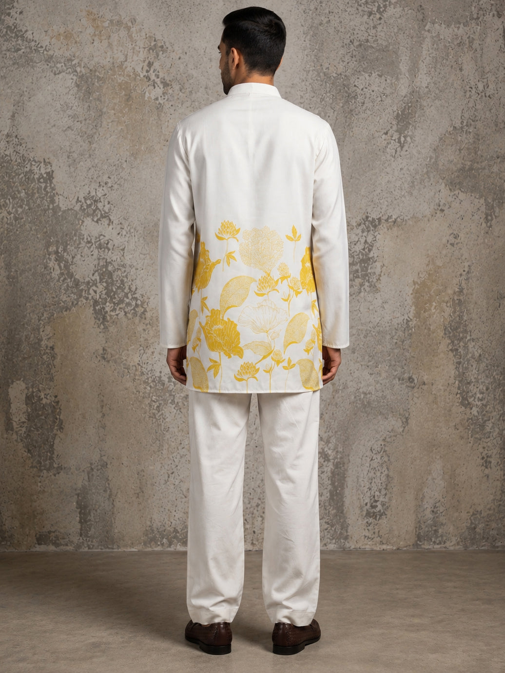DesiQlo Men Printed Kurta Pyjama Set - Yellow
