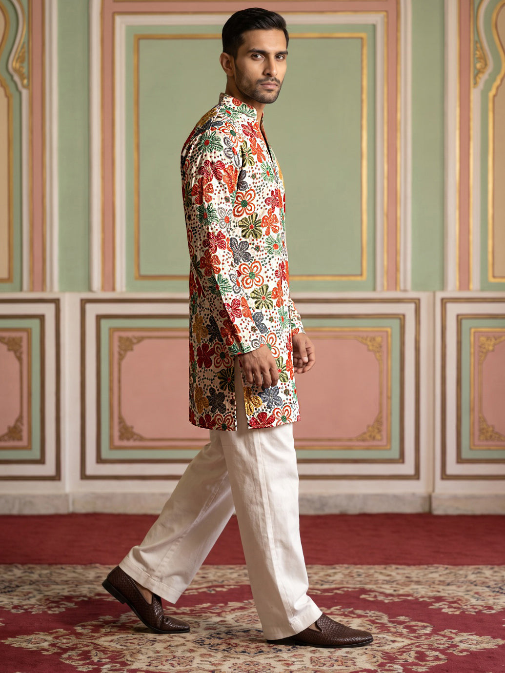 DesiQlo Men Embroidered Kurta Pyjama Set - White