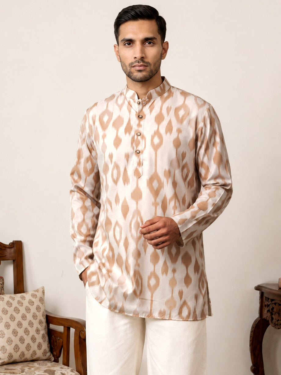 DesiQlo Men Printed Kurta Pyjama Set - Beige