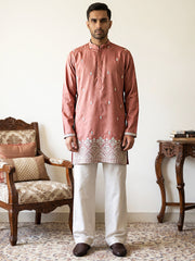 Cotton Blend Ethnic Embroidered Kurta With Korean Pants ( 65KP PJ11W 5611Pink )