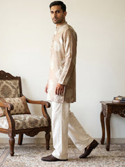Cotton Blend Printed & Thread Work Kurta With Korean Pants ( 65KP PJ11W 5612Beige )